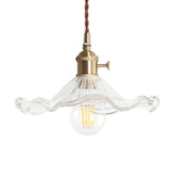 Contemporary Lotus Leaf Pendant Lamp - Clear Glass One Light Hanging Fixture For Hallway Foyer