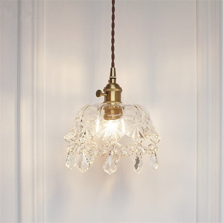 Stylish Modern Pendant Light With Clear Glass Shade And Crystal Accent Perfect For Restaurants