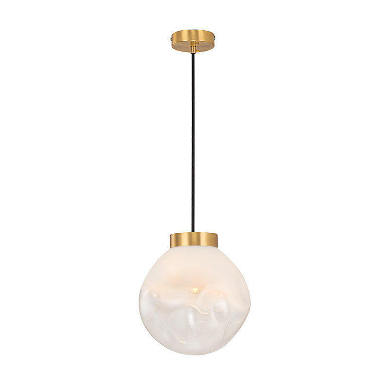 White Glass Pendant Light With Irregular Shape - Modern Kitchen Dining Room Suspension Lamp