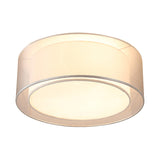 Modernist 4-Light Fabric Flush Mount For Bedroom - 18/19.5 Wide Drum Silver/Coffee Light Fixture