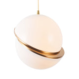Contemporary Frosted Glass Pendant Lamp - White 2-Hemisphere Design 1 Bulb Perfect For Restaurants
