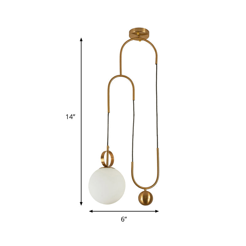 Post-Modern Gold Opal Glass Pendant Lamp - Hanging Light Globe Shade For Living Room