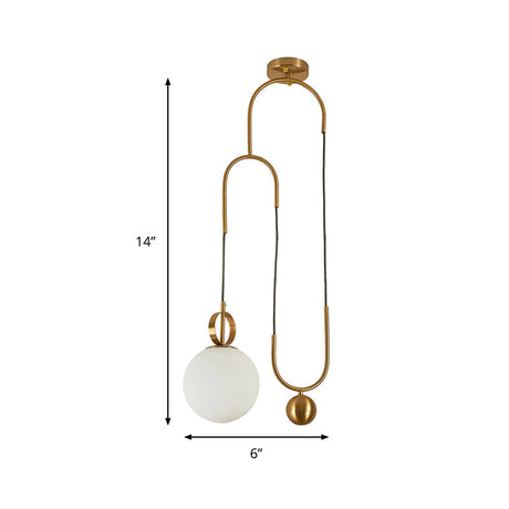 Post-Modern Gold Opal Glass Pendant Lamp - Hanging Light Globe Shade For Living Room