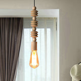 Japanese Style Wooden Deco Pendant Light In Beige For Kitchen Wood / 17
