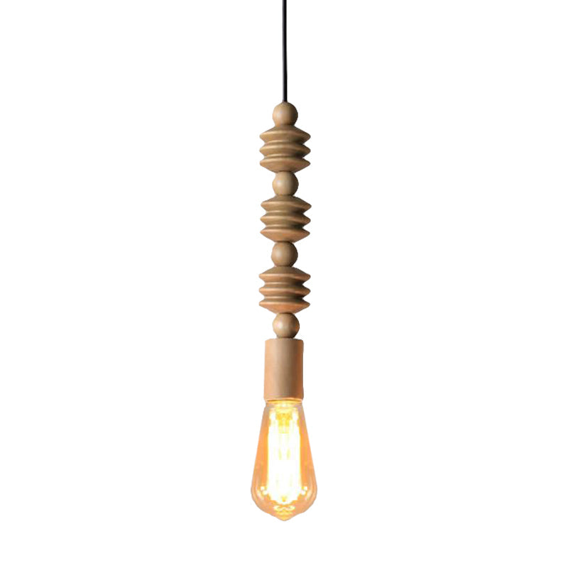 Japanese Style Wooden Deco Pendant Light In Beige For Kitchen