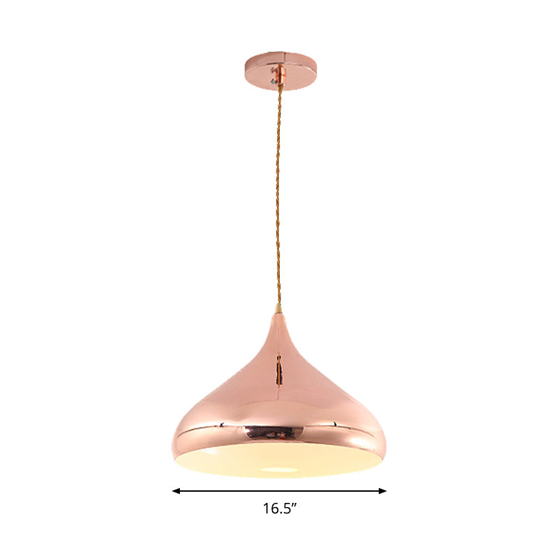 Rose Gold Contemporary Onion Shaped Bedroom Pendant Lamp With Metal Finish