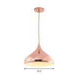 Rose Gold Contemporary Onion Shaped Bedroom Pendant Lamp With Metal Finish