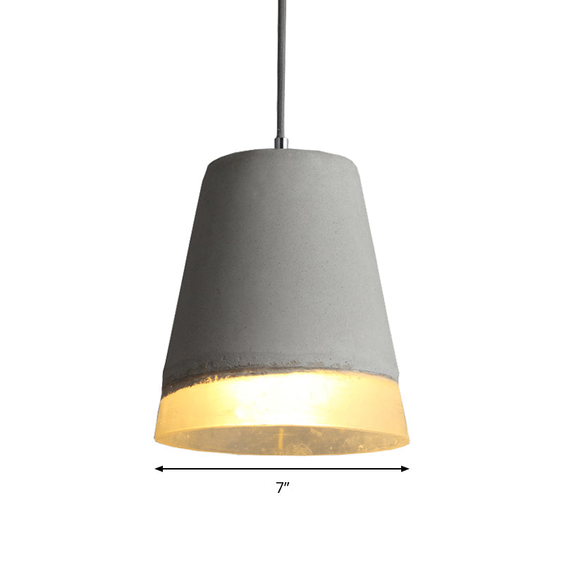Modern Gray Cement Empire Shade Pendant Lighting For Dining Room - Simple 1-Light Hanging Lamp