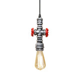 Antique Style Metal Pendant Lighting For Restaurants: Exposed Bulb Hanging Lamp With Pipe And Valve