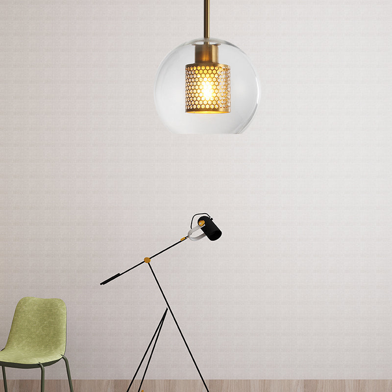 Modern Orb Pendant Light With Mesh Screen - Ideal For Hallways Bronze / 8