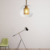 Modern Orb Pendant Light With Mesh Screen - Ideal For Hallways Bronze / 8