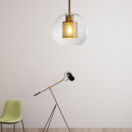 Modern Orb Pendant Light With Mesh Screen - Ideal For Hallways Bronze / 8