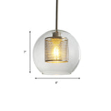 Modern Orb Pendant Light With Mesh Screen - Ideal For Hallways