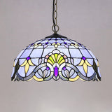 Victorian Stained Glass Dome Pendant Lighting Fixture - Single Light Ceiling Lamp