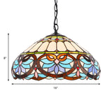Victorian Stained Glass Dome Pendant Ceiling Light For Dining Room