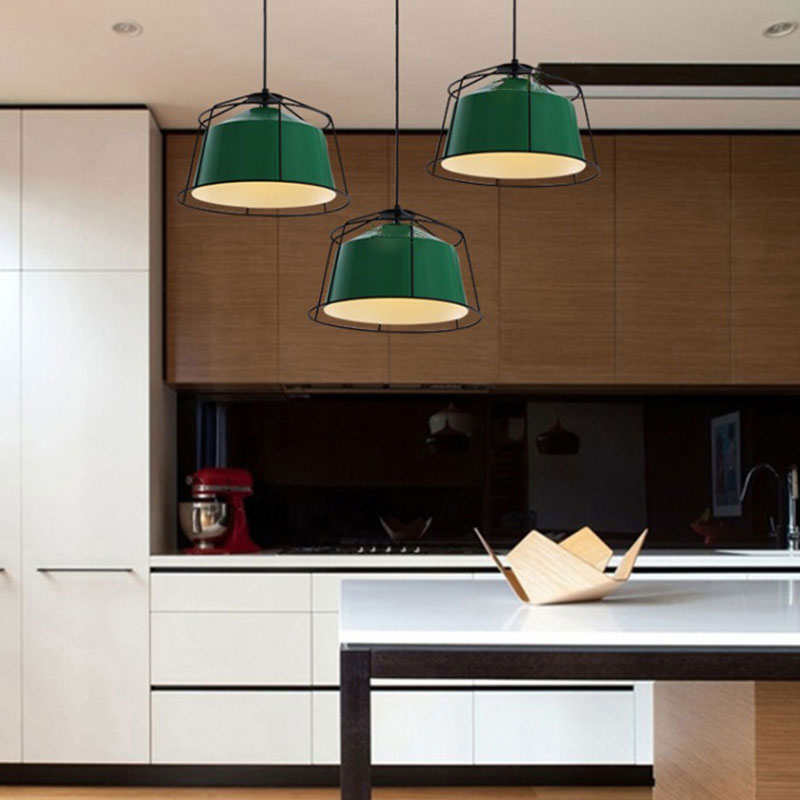 Forest Green Barn-Shaped Pendant Light: Traditional Single Lamp With Metal Cage