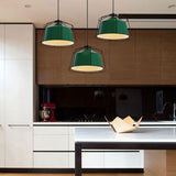 Forest Green Barn-Shaped Pendant Light: Traditional Single Lamp With Metal Cage