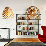 Asian Style Beige Pendant Light With Metal & Rope - Ideal For Cottage Decor
