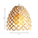 Asian Style Beige Pendant Light With Metal & Rope - Ideal For Cottage Decor