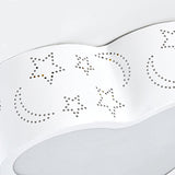 Modern Metal Etched Star Moon Flush Ceiling Light In White For Foyer