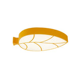 Led Childrens Flush Mount Fixture With Acrylic Leaf-Like Shade In Red/Pink/Yellow - Warm/White Light