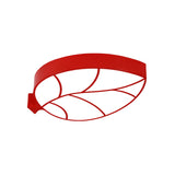 Led Childrens Flush Mount Fixture With Acrylic Leaf-Like Shade In Red/Pink/Yellow - Warm/White Light