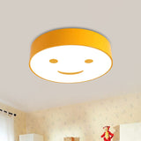 Round Smiling Face Led Flush Mount Light - Kids Acrylic Close-To-Ceiling Lamp For Kindergarten