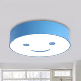 Round Smiling Face Led Flush Mount Light - Kids Acrylic Close-To-Ceiling Lamp For Kindergarten