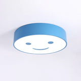Round Smiling Face Led Flush Mount Light - Kids Acrylic Close-To-Ceiling Lamp For Kindergarten