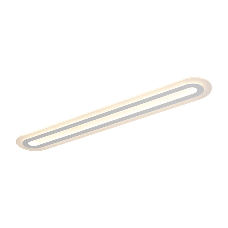 White Acrylic Oval Led Flush Mount Light: Simple Ceiling Lighting For Corridor Warm/White Light