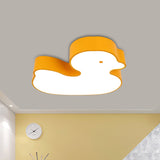 Little Duck Led Flush Mount Childrens Lamp With Colorful Acrylic Close To Ceiling Fixture