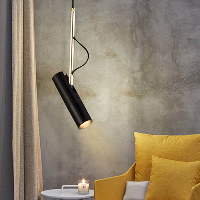 Metallic Cylinder Mini Pendant Light Fixture - Black/White With Warm/White Option Black / Warm