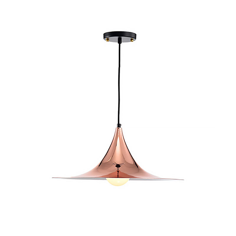Nordic Style Flared Suspension Light - Metal 1 Black/White/Gold Hanging Ceiling Fixture