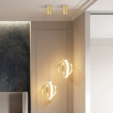 Modern Led Pendant Light With Aluminum Crossed Rings In Gold - Perfect For Dining Table