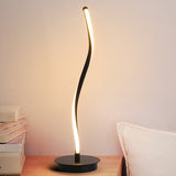 Sleek Metal Ribbon Night Light: Simplicity Black/White Led Task Lighting On Round Pedestal Black