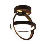 Modern Crossed Circle Led Ceiling Lamp In Warm/White Light - Metal Flush Mount Fixture