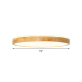 Minimalist Wood Circular Flush Mount Ceiling Light Fixture - Led With Beige Shade 12/15/19 Width