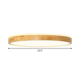 Minimalist Wood Circular Flush Mount Ceiling Light Fixture - Led With Beige Shade 12’/15’/19’ Width