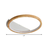 Contemporary Led Wood Ring Flush Mount Ceiling Light In Beige - 13/17/21 Width