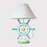 Childrens Rudder Resin Task Light Desk Lamp - Single Head Pink/Green White Fabric Shade