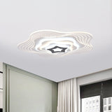 Modern Led Bedroom Ceiling Light: Simplicity White Flush Mount With Acrylic Stacked Shade