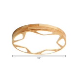 16/19.5 Minimalist Wood Led Ceiling Light With Star Design In Warm/White/Natural - Beige Flush Lamp