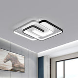 White Square Bedroom Flush Mount Light: Led Acrylic Simplicity Ceiling Fixture 18/21.5 Width / 18