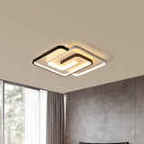 White Square Bedroom Flush Mount Light: Led Acrylic Simplicity Ceiling Fixture 18’/21.5’ Width
