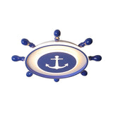 Blue Rudder Ceiling Led Fixture In Children’s Style With Acrylic Flush Lighting - Warm/White