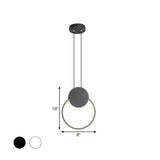 Led Mini Pendant Annular Lamp Kit In Black/White With Metal Shade And Warm/White Light