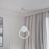 Led Mini Pendant Annular Lamp Kit In Black/White With Metal Shade And Warm/White Light