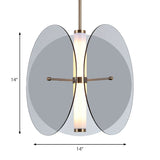 Modernist Amber/Smoke Glass Pendant Light With Led-Enhanced Round Design