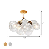 Clear Glass Bubble Ceiling Light For Childs Bedroom Or Hallway - Simple Semi-Flush Mount Design