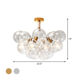 Clear Glass Bubble Ceiling Light For Childs Bedroom Or Hallway - Simple Semi-Flush Mount Design